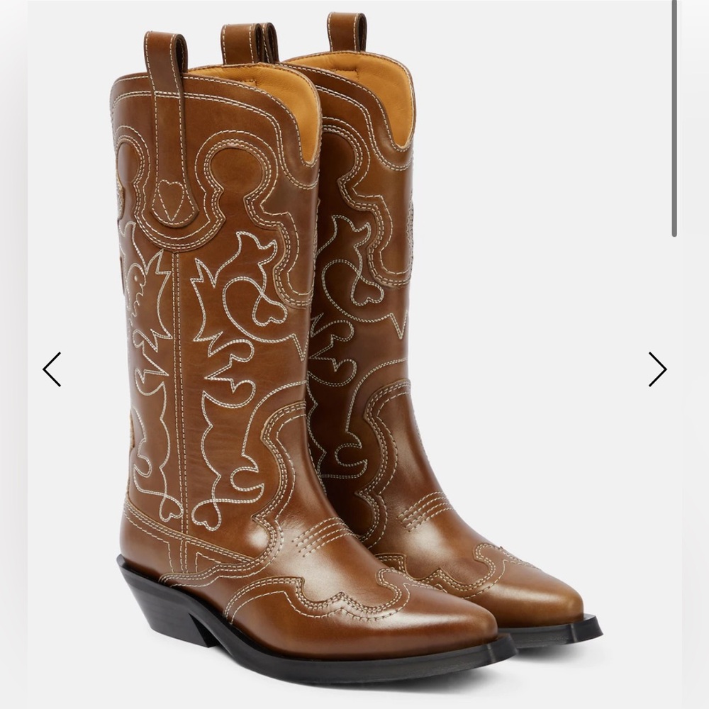 Ganni embroidered western boots
